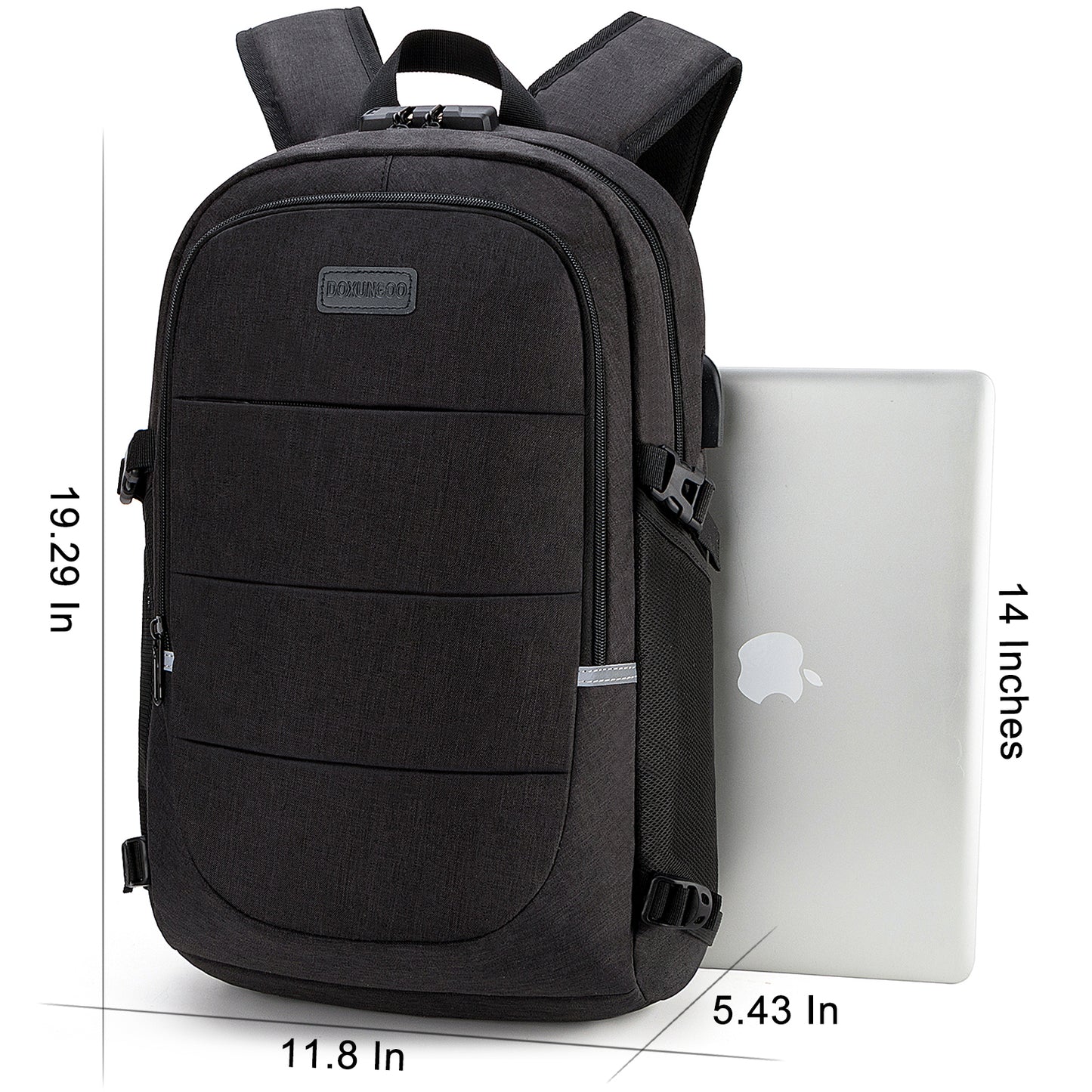 Pasa el mouse encima de la imagen para aplicar zoom DOXUNGOO Mochila antirrobo, Mochila Impermeable Mochila para portátil Hombre Mujer Mochila Aire Libre paracon Bloqueo y con USB Puerto y Puerto audífonos para Laptop hasta 15.6 Pulgadas (Negro)