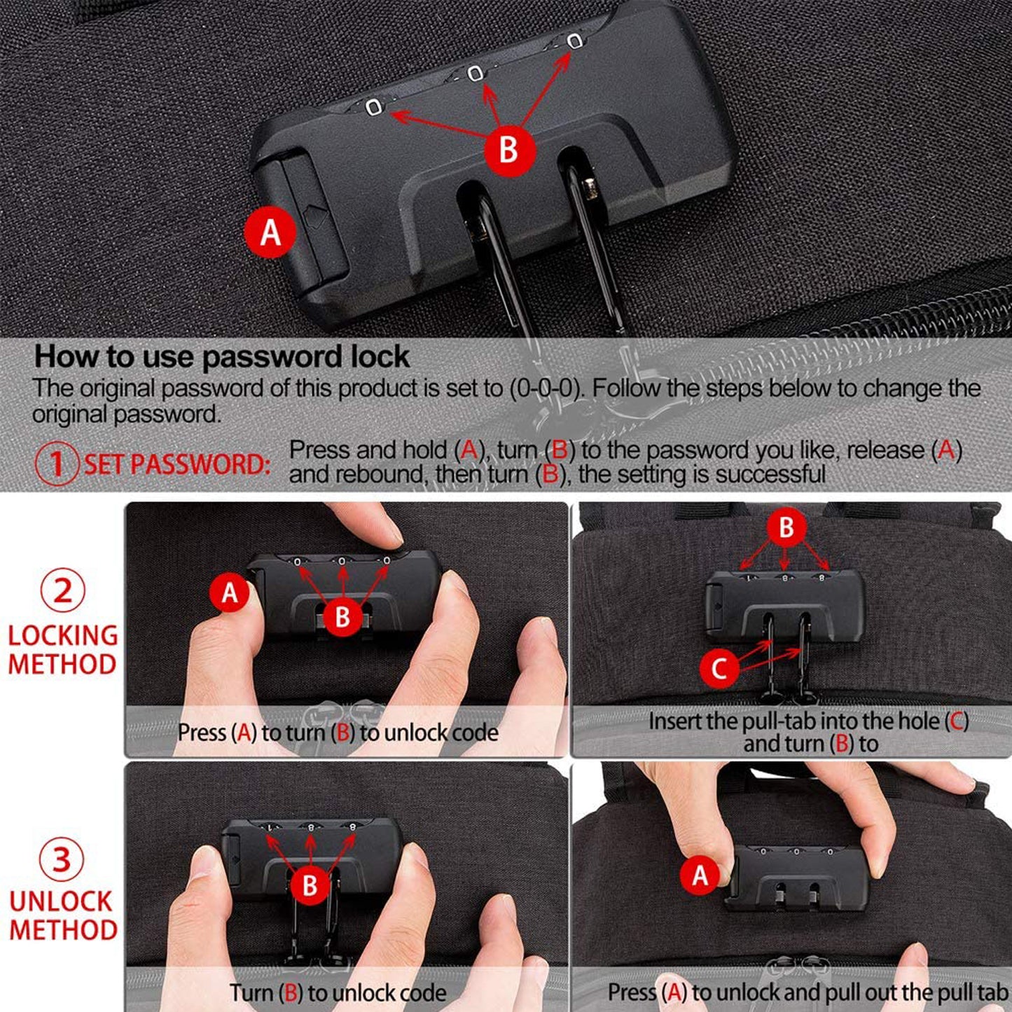 Pasa el mouse encima de la imagen para aplicar zoom DOXUNGOO Mochila antirrobo, Mochila Impermeable Mochila para portátil Hombre Mujer Mochila Aire Libre paracon Bloqueo y con USB Puerto y Puerto audífonos para Laptop hasta 15.6 Pulgadas (Negro)