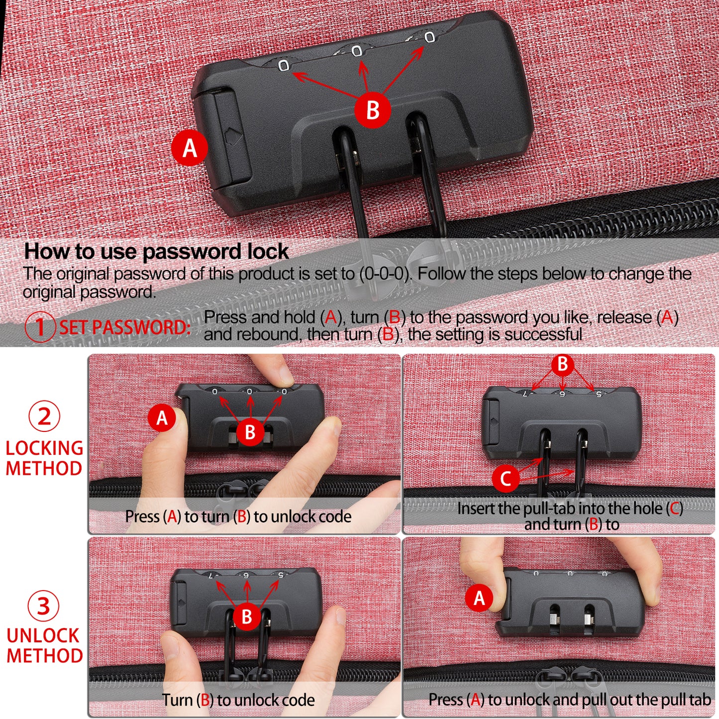 Mochila antirrobo,Mochila Impermeable ,DOXUNGOO Mochila para portátil Hombre Mujer Mochila Escolares Aire Libre paracon bloqueo y con USB Puerto y puerto audífonos para Laptop hasta 15.6 pulgadas (Rosado)