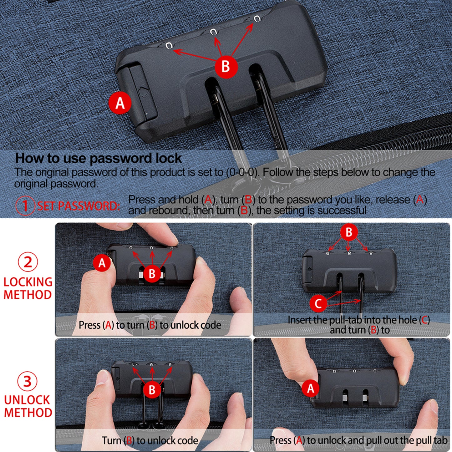 Mochila antirrobo, Mochila Impermeable ,DOXUNGOO Mochila para portátil Hombre Mujer Mochila Escolares Aire Libre paracon bloqueo y con USB Puerto y puerto audífonos para Laptop hasta 15.6 pulgadas (azul)