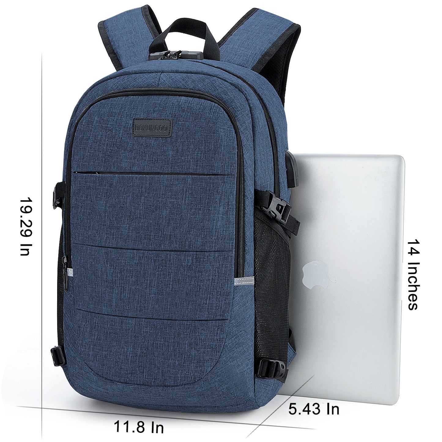 Mochila antirrobo, Mochila Impermeable ,DOXUNGOO Mochila para portátil Hombre Mujer Mochila Escolares Aire Libre paracon bloqueo y con USB Puerto y puerto audífonos para Laptop hasta 15.6 pulgadas (azul)