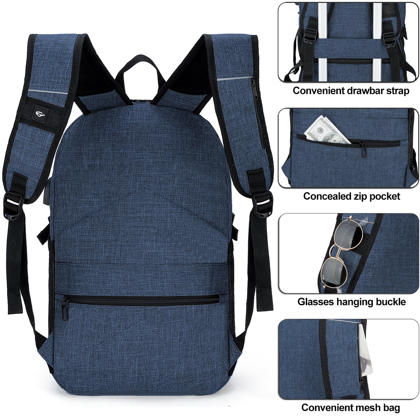 IGOLUMON Mochila Mujer Para Ordenador Portatil 15.6 Pulgadas Impermeable  Mochila Daypacks con Puerto USB Mochila para Universidad Trabajo Viaja
