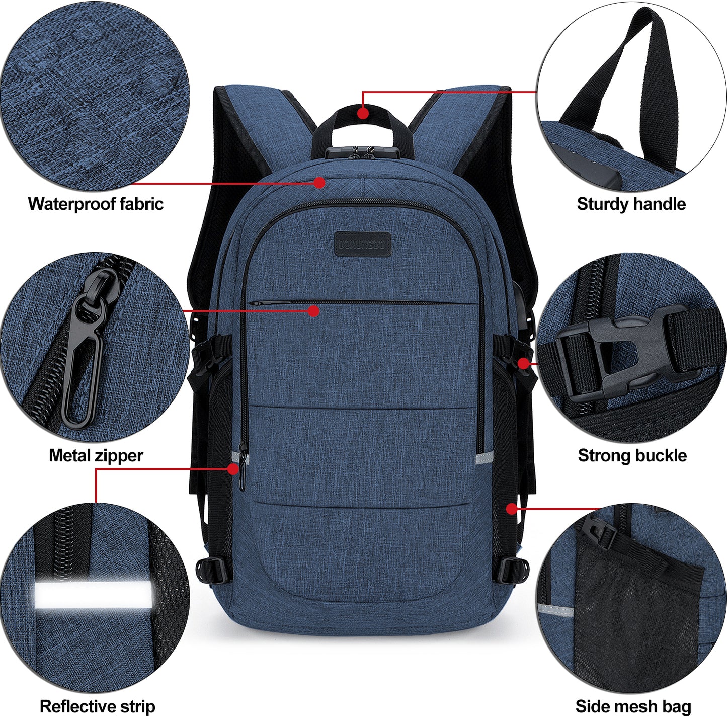 JUMO CYLY Mochila antirrobo para computadora portátil, mochila impermeable  para juegos de viaje con bolsa USB con cerradura para 17 pulgadas, Oro